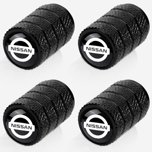 4pcs Tire Valve Stem Caps, Compatible with Nissan Series Stem Cap Universal Car Air Cover Car Accessories for Cars, SUV, Truck, Motorcycles （Black）