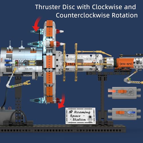 Image of Space Station Spaceship Building Block Set with LED Lights, Exploration Station Model Building Kits with Display Stand, STEM Engineering Gift for Kids, Adults & Space Fans (1583 PCS)