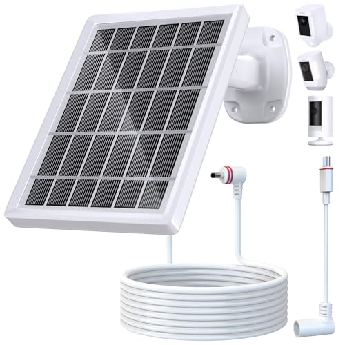 Solar Panel for Ring Camera, Solar Panel for Ring Spotlight Cam Plus/Pro/Battery and Ring Stick Up Cam Battery, 6V 3W Solar Panel with 13.1Ft Fast Charging Cable, USB-C and DC3.5mm Ports