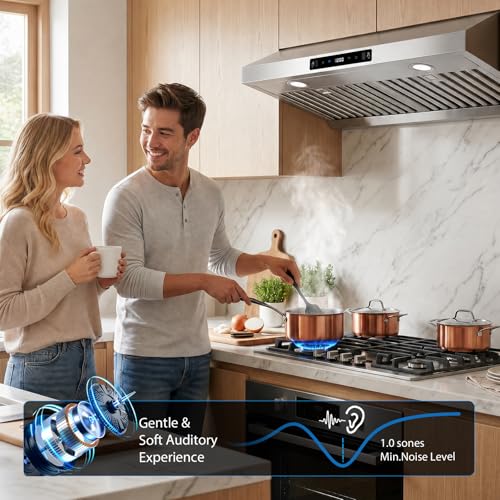 Image of 30 Inch Range Hood, 950 CFM Ducted Under Cabinet Vent Hood | Dual Motor, Stainless Steel, Low Noise Operation, 3-Speed Touch / Gesture Control