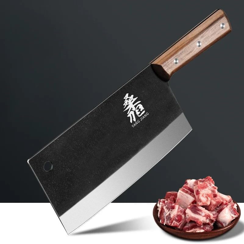 Meat Cleaver,Cleaver Knife 8 Inch Hand-forged Kitchen Knife Household Knife Chef Special Sharp Slicing Knife Meat Knife Mulberry Knife