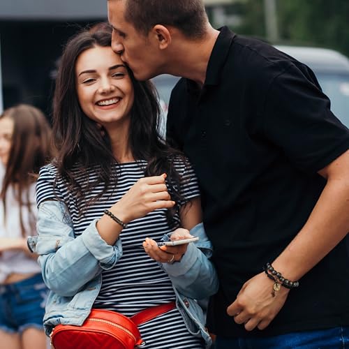 FIBO STEEL 2Pcs 11mm Wood Beaded Bracelet for Men Buddhist Beads Elastic4