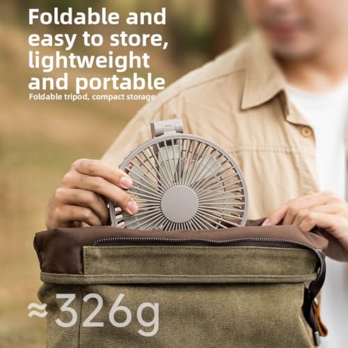 Ventilador de camping portátil con batería de 3000 mAh y trípode plegable color caqui 7