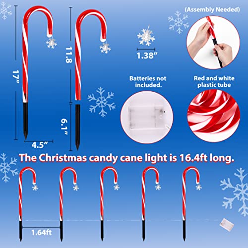 80Unclekimby Candy Canes Lights Christmas Decorations 17”-Battery Operated 10Pcs Xmas Pathway Markers Outdoor Indoor Walkway Decor Tree Ornaments(Batteries Not Included&No Timer) #TOP3