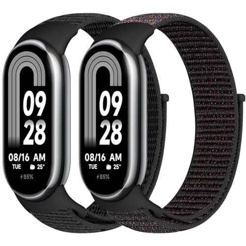 Runostrich Nylon Sport Strap Compatible with Xiaomi Mi Band 8 for Women Men, Soft Adjustable Breathable Braided Solo Loop Watch Band Replacement Wristband for Xiaomi Mi Band 8