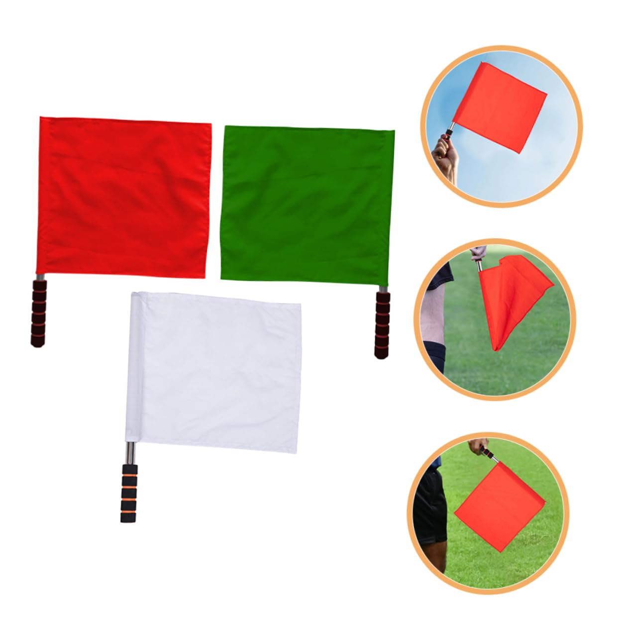 WOONEKY 5 Sätze Wettkampfflagge Rennleitflagge Kleine Flaggen Kleine Handflagge Linienrichterflaggen Volleyballspiel Winkflagge Wehende Flaggen Tuch 3 Stücke * 5