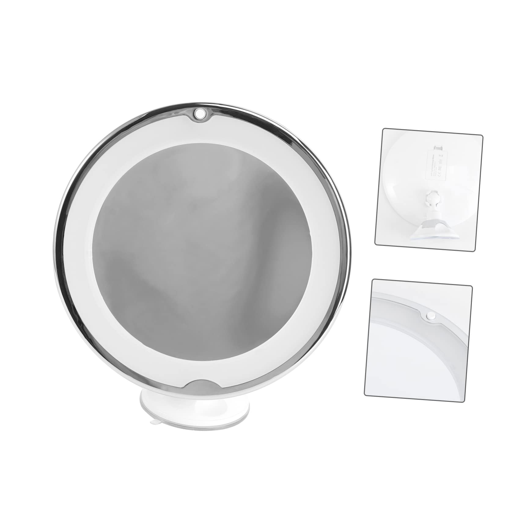 Healvian Espejo y Aumento 7X Redondo con Luz LED de Maquillaje Vidrio Ventosa Portátil y Práctico para Uso en Baño o Tocador para Hombres y Mujeres