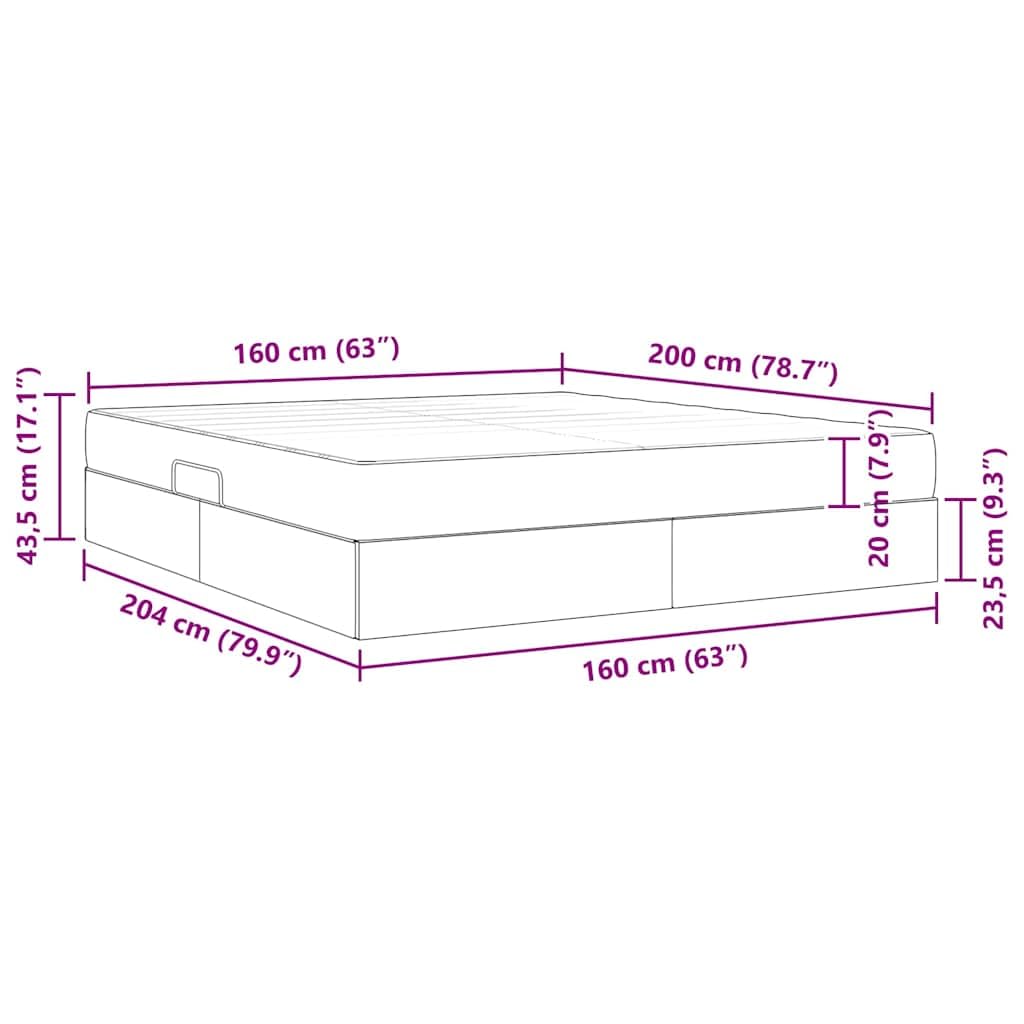 Cama somier Base lecho canapé con cabecero, Estructura Metal Cuero Artificial, colchón King 160 x 200 cm, almacenaje abatible elevable para Dormitorio Adulto 2 Personas y Ahorro Espacio