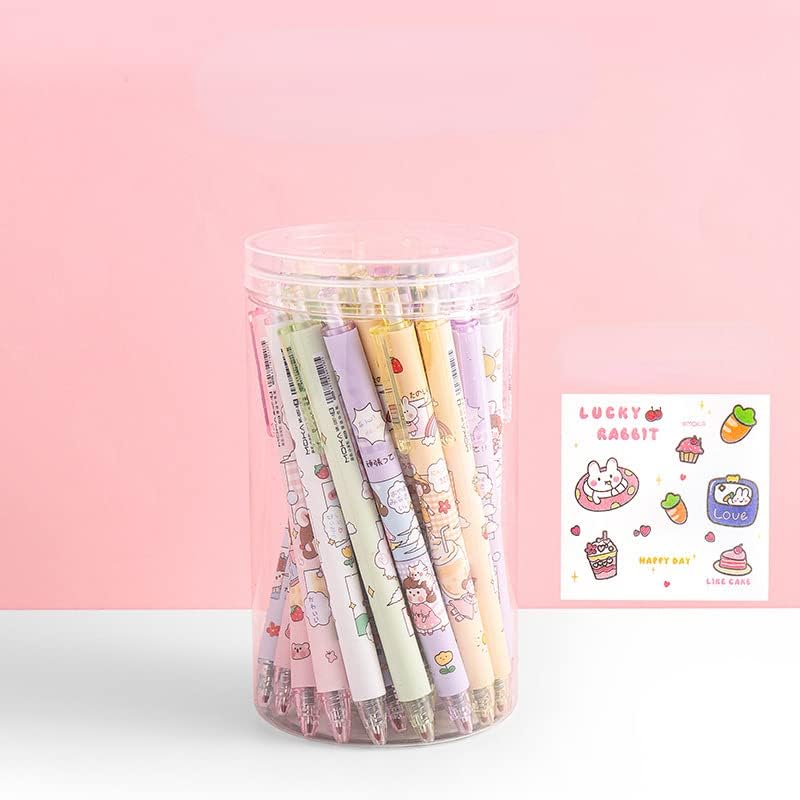 30 bolígrafos Kawaii con calcomanías, bonitos bolígrafos de gel retráctiles, punta bala, suministros escolares estéticos para la vuelta a la escuela 30 bolígrafos Kawaii con calcomanías, bonitos bolígrafos de gel retráctiles, punta bala, suministros escolares estéticos para la vuelta a la escuela