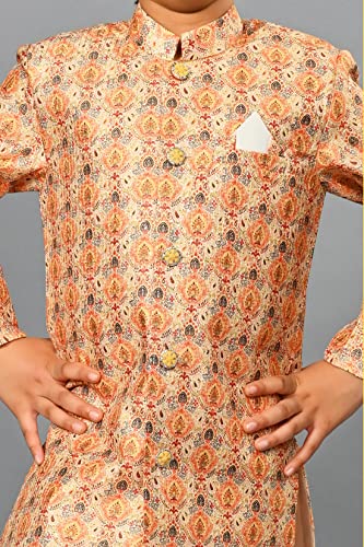Image of AHHAAAA Kids Ethnic Silk Blend Indo-Western Sherwani Set For Boys 492MF