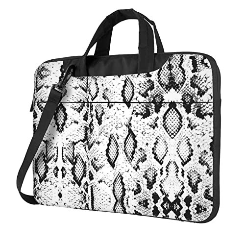Funda de hombro para ordenador portátil 13 14 pulgadas blanco negro de piel de serpiente