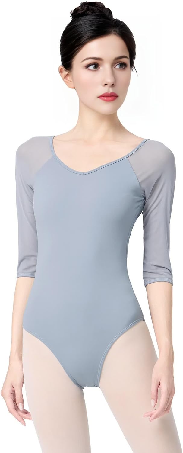 Dance Leotards for Women 3/4 Sleeve Gymnastics Bodysuit