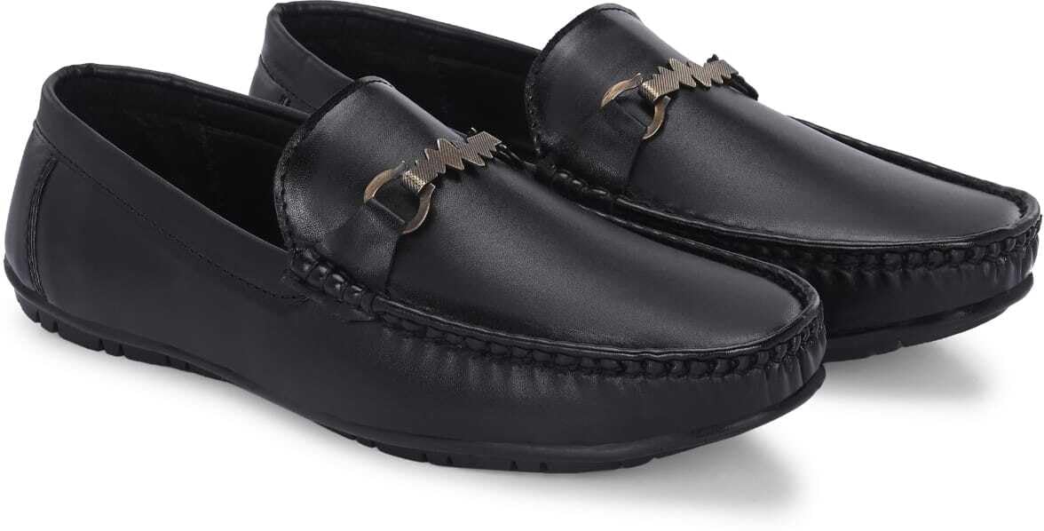 hattoun Synthetic Leather Comfortable Loafers for Men (Black)-picture-11