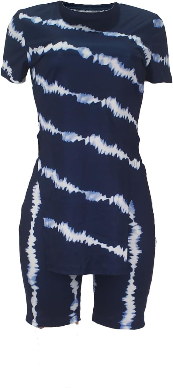 Summer 2 Piece Outfits for Women Short Sleeve Tunic Top and Shorts Tracksuit Set Sexy Slim Fit Lounge Wear - Image 2