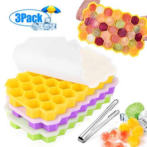Bandejas para Hielo Silicona, 3 Cubitera hielo, Molde Cubo Hielo, Cubitera Hielo, Cubo Hielo, Ice Mold para Congelarse Alimentos para Bebés, Cola, Cócteles, Whisky