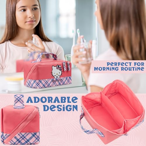 Image of Get Trend Hello Kitty Toiletry Bag, Travel Essentials, Girls Makeup Bag Airplane, Cruise Essentials, Travel Accessories, Gifts for Women, Teens (Pink Hello Kitty)