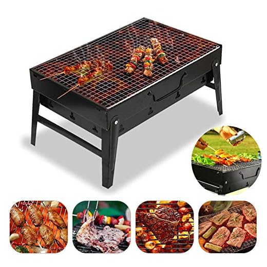 Charcoal Grill Perfect Stainless Steel Foldable BBQ Grill for Outdoor Grilling Cooking Camping Hiking Picnics Tailgating Backpacking Party(13.77''x10.62''x7.48'')