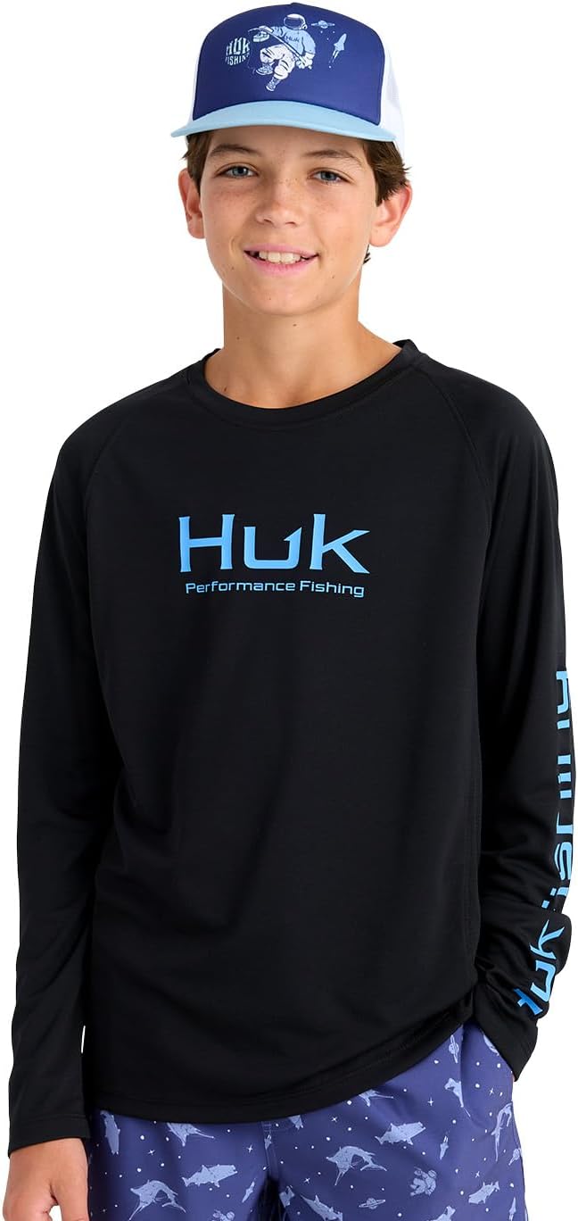 HUK Boys Pursuit Solid Long Sleeve, Fishing Shirt for Kids