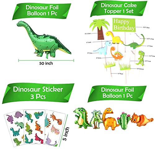Image of Party Propz Dinosaur Theme Birthday Decorations - 54 Pcs Dinosaur Birthday Decoration with Happy Birthday Banner (Cardstock) | Dinosaur Birthday Theme Decoration | Green Dinosaur Balloons for Birthday