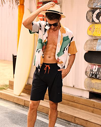 SILKWORLD Men's Swim Trunks with Compression Liner Quick Dry Bathing Suits 9 Inch Swimming Shorts with Cargo Pockets4