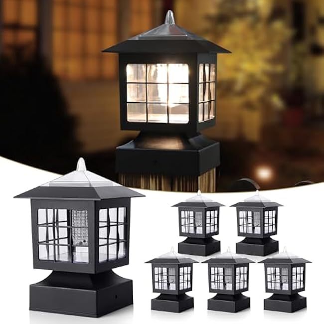 KMC LIGHTING KS101X6AA Solar Fence Lights - Outdoor Solar Post Lights, 20 Lumens Each, 6 Pack