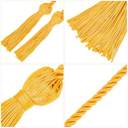 Image of TecUnite Graduation Cords Honor 2026 Polyester Yarn Decorative 67 inch Long Garland Twist Ties with Tassels for Bachelor Gown Graduation(Gold)