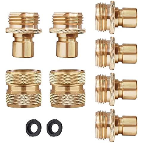 PLG Brass 8-Piece Quick Connect Garden Hose Fittings, 6 Male and 2 Female Set Cover