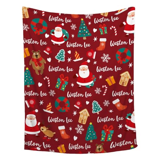Tukiv Custom Christmas Blanket | Personalized Blanket for Boys Girls | Plush Cozy Customized Name Blanket | Personalized Gifts Name Blanket for Birthday Christmas | 40