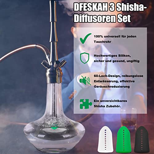 DFESKAH Shisha Diffusor, 3er Set Hookah Silikon-Diffusor, Wasserpfeife Zubehör Universal geeignet für alle Tauchrohr… – Bild 5