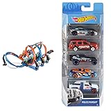 Hot Wheels Triple Looping, Pista de Coches de Juguete (Mattel FTB65) + Pack de 5 vehículos, Coches de Juguete (Modelos Surtidos) (Mattel 1806)