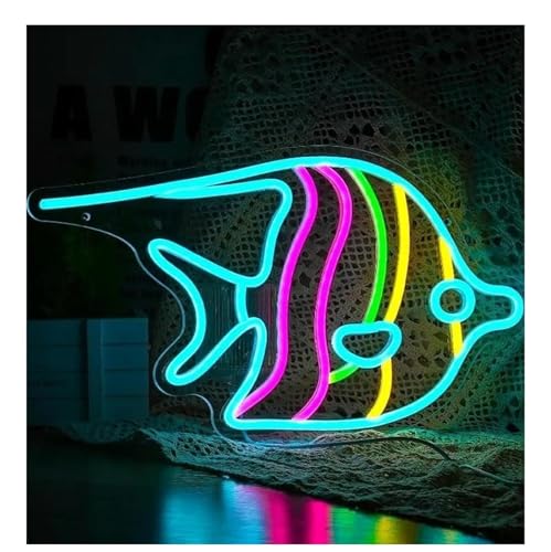 Néon poisson papillon créez une ambiance lumineuse de restaurant marin art de la mer