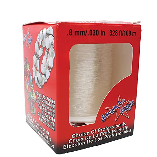 Image of Stretch Magic Bead & Jewelry Cord - Strong & Stretchy, Easy to Knot - Clear Color - 0.8mm Diameter - 100-meter (328 ft) Spool - Elastic String for Making Beaded Jewelry - Bonus Hypo Cement Glue