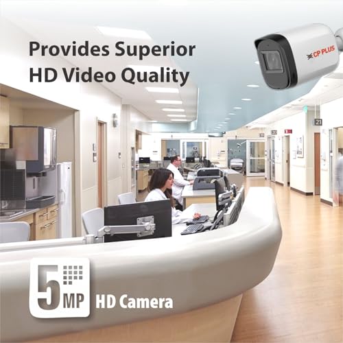 Image of CP PLUS 5MP Outdoor Bullet CCTV Camera | 3.6mm Fixed Lens | Smart IR Night Vision 30M | Built-in Mic | 2D DNR | BLC | Analog 4-in-1 AHD /TVI /CVI /CVBS Output | HD Surveillance Camera | CP-URC-TC51PL3C