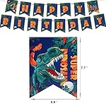 Dinosaur Birthday Party Supplies Kit For Boys, Dinosaur Party Decorations-20 Guest-Include Dino Plates Cups Napkins Banner Cutlery Balloon Tablecloth Straws Toppers - Image 4