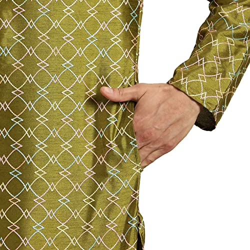 Image of SOJANYA Men's Silk Blend Geometric Regular Kurta