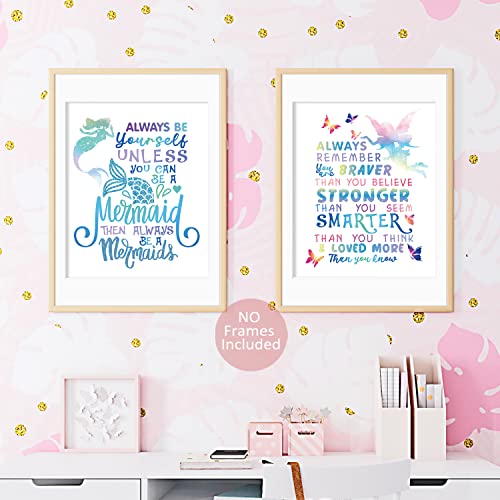 Mtl Hoe Positive Quote Affirmations Rainbow Fairy Mermaid Unicorn Girls Bedroom Wall Decor Art Print, Gift Inspirational Poster For Teen Girls Kids Room Bedroom Bathroom Wall Decor(8X10 Unframed) #TOP4