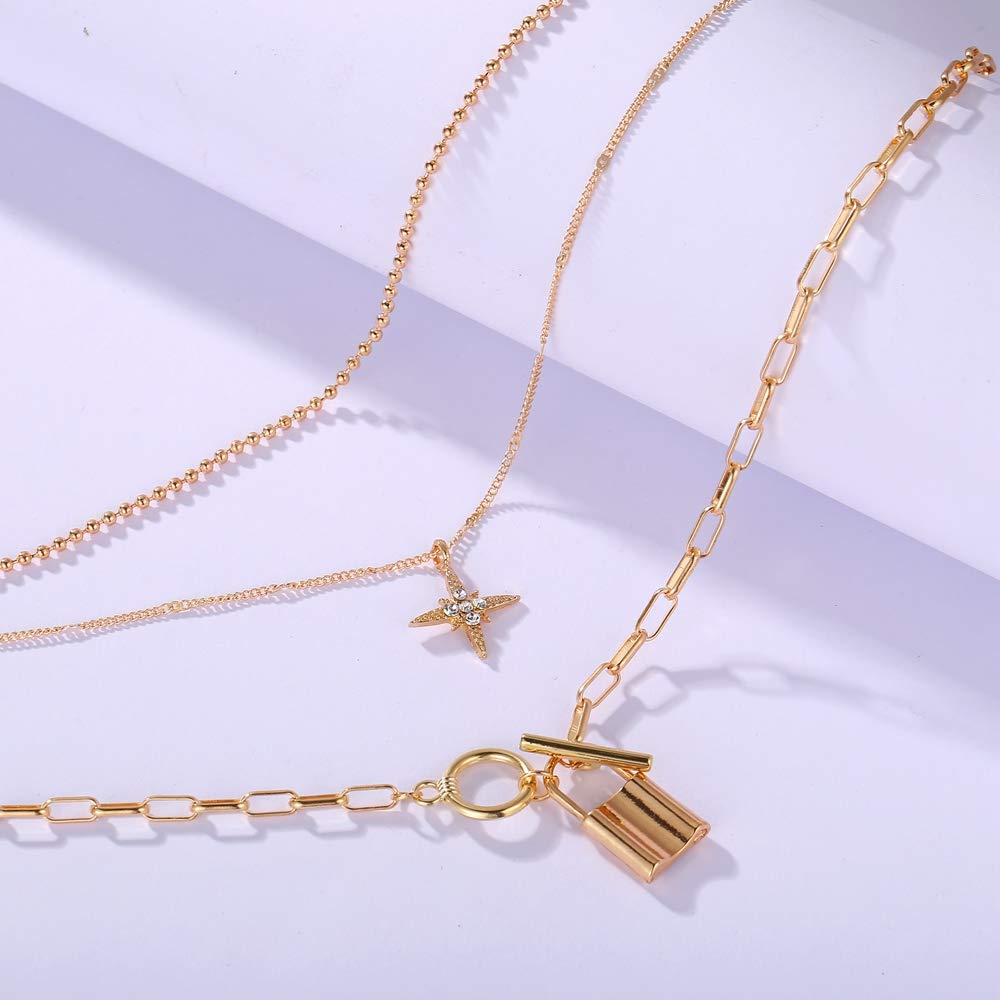 Layered Necklace Set - Gold Plated Jewelry