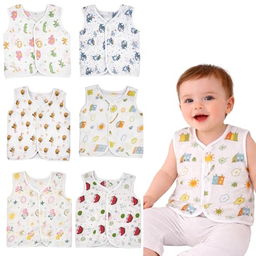 Image of little PANDA Muslin Cotton Baby Jabla | Soft Breathable Newborn Jhabla for Baby 0-3 & 3-6 Months | Organic Cotton Sleeveless Front Open Vest for Boys & Girls