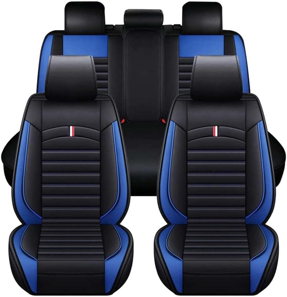 Housses de siège Mitsubishi Lancer 8 en cuir confort de qualité supérieure noir et bleu