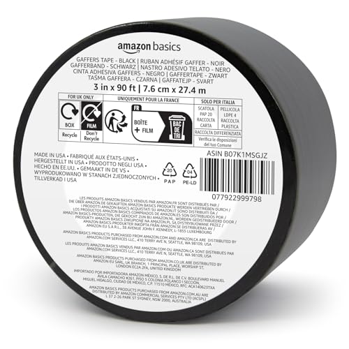 Amazon Basics No Residue, Non-Reflective Gaffers Tape for Photography and Filming, Removable Strong...