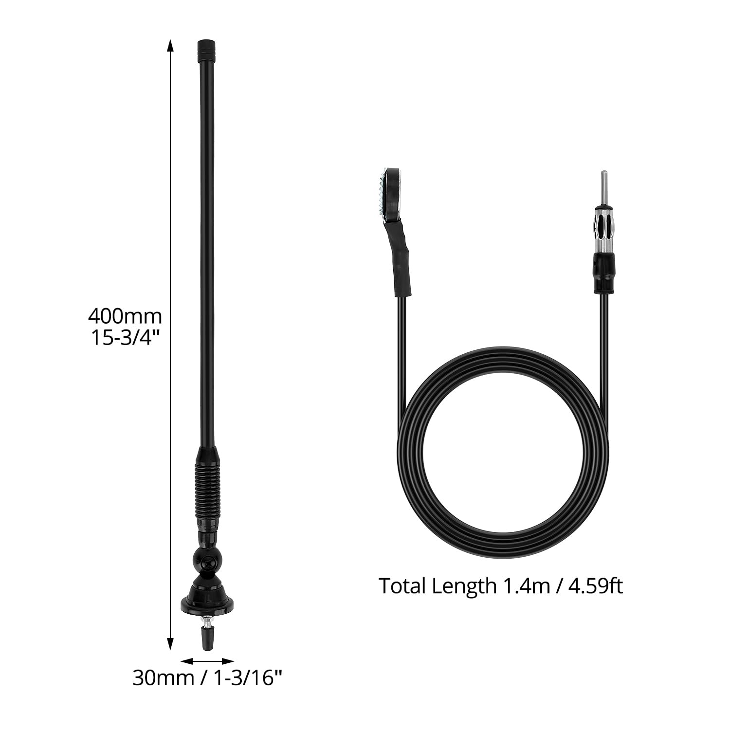 QWORK® Antenna Radio Marina, Auto Antenna Gomma 16'', Antenna Impermeabile, per Camper, Camion, Yacht, Barca