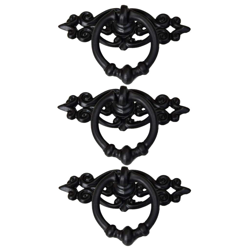 Yunsi One Color Creative Handles 3Pcs Retro Furniture Handles Ring Drop Pulls For Drawer Closet Dresser Cupboard Bin Hardware Handle