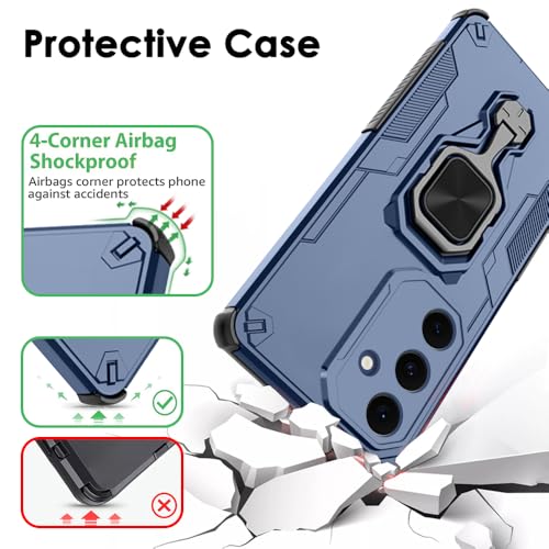Image of TheGiftKart Tough Armor Bumper Back Case Cover for Samsung Galaxy S25 FE 5G | Ring Holder & Kickstand in-Built | 360 Degree Protection Back Case Cover for Samsung S25 FE 5G (PC & TPU, Greyish Blue)