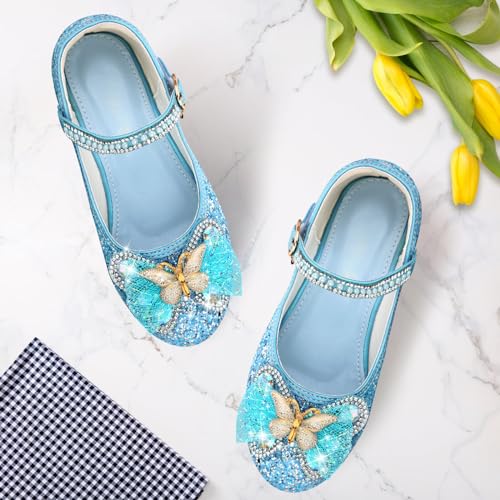 Kivors Girls Dress Shoes Low Heel Princess Shoes Flower Wedding Party Glitter Mary Jane Shoes for Kids Toddler - Image 3