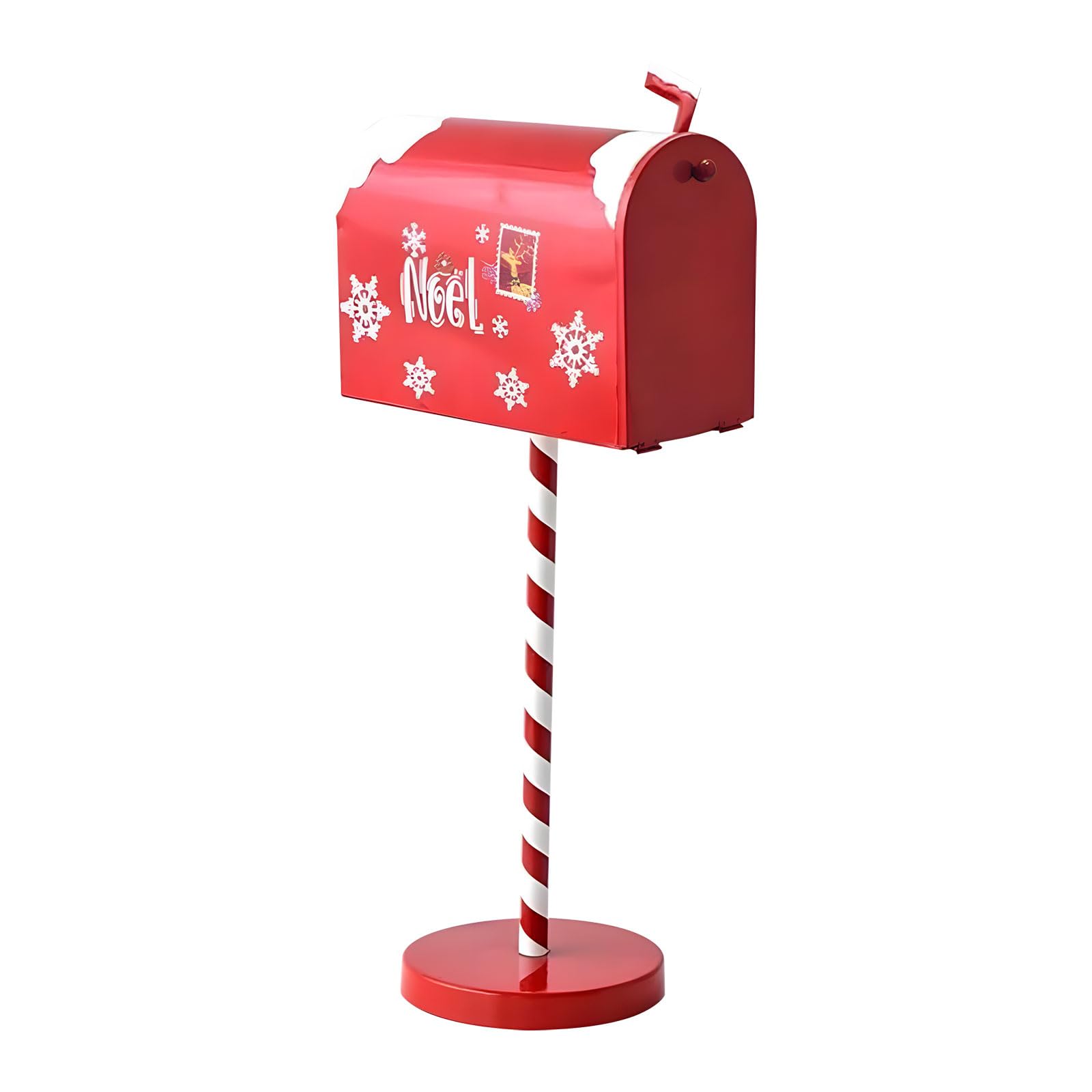 Christmas Santa Letter Collection Box Red White Metal Mail Post for Home Holiday Party Decoration Gift Storage Wooden Base Mailbox
