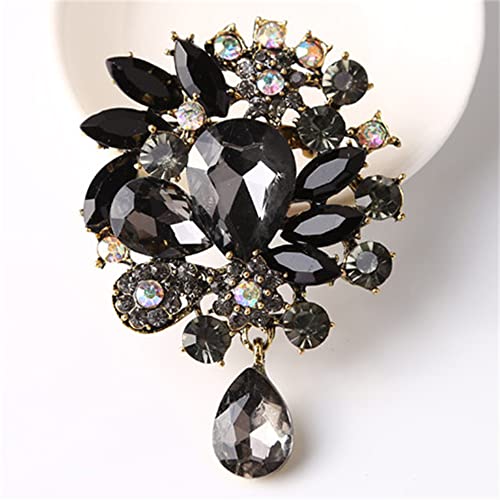 Image of COLORFUL BLING Rhinestone Leaf Brooch Pin - Red, Blue Vintage Jewelry Accessory Gifts Decoration