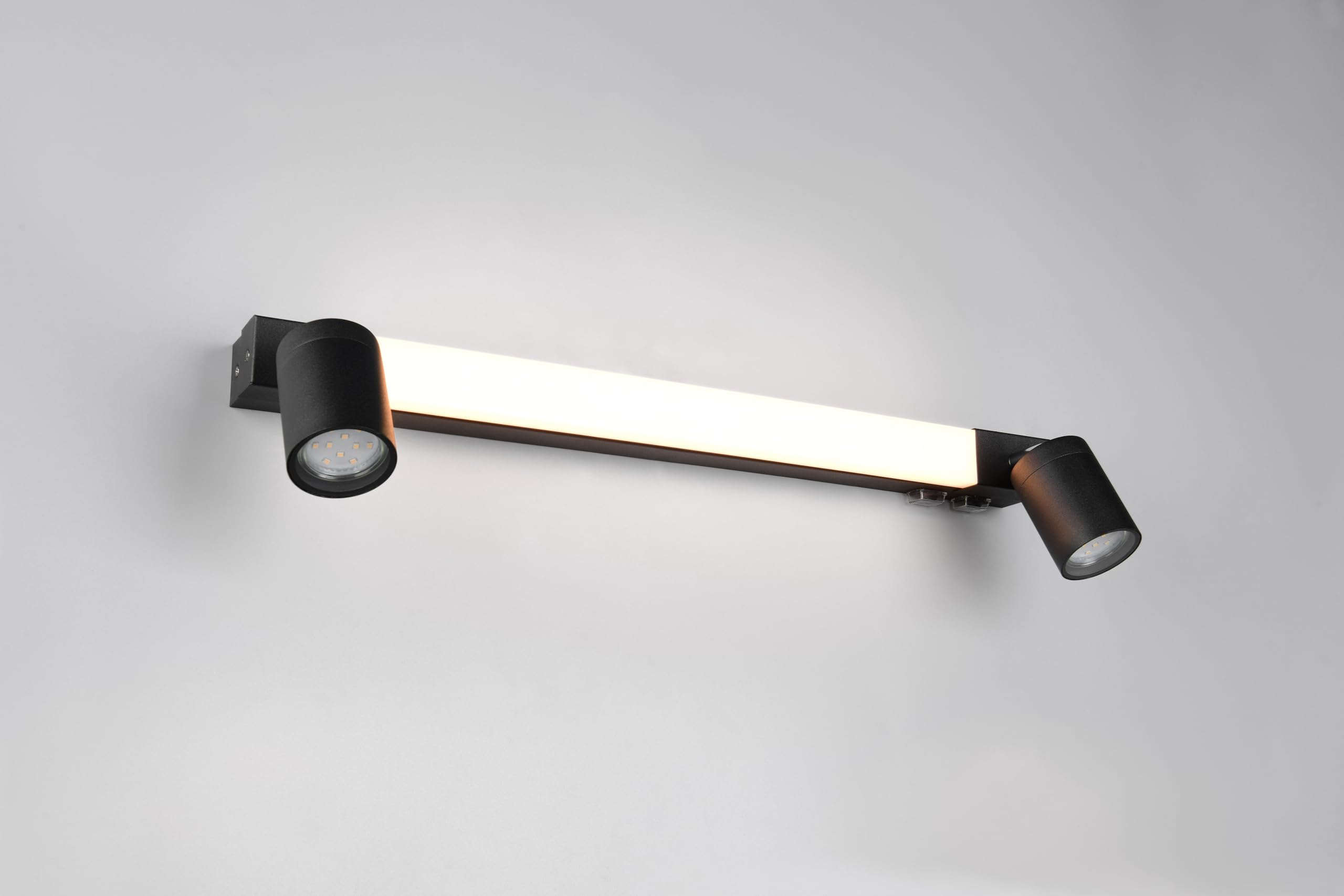 Trio Leuchten LED Badezimmer Wandleuchte Enrico 281470332, Metall Schwarz matt, 6.5 Watt LED, exkl. 2x GU10, Lichtfarbe einstellbar
