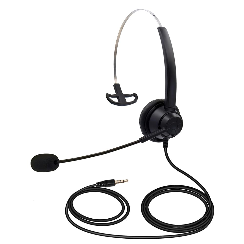 Single - Sided Headset with Microphone | 3.5mm Wired Computer Headset for Office/Call Center/Gaming | Noise Cancelling Microphone, 180° Rotatable Arm, PU Leather Earmuffs-picture-26