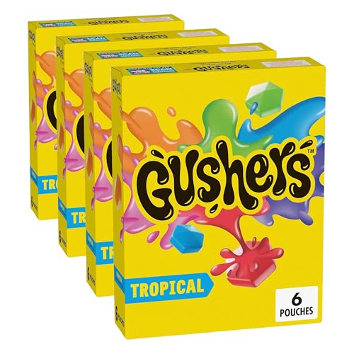 Image of Gushers Fruit Flavored Snacks, Tropical Fruit Flavor, 6 Pouches, 4.8 oz (Pack of 24)