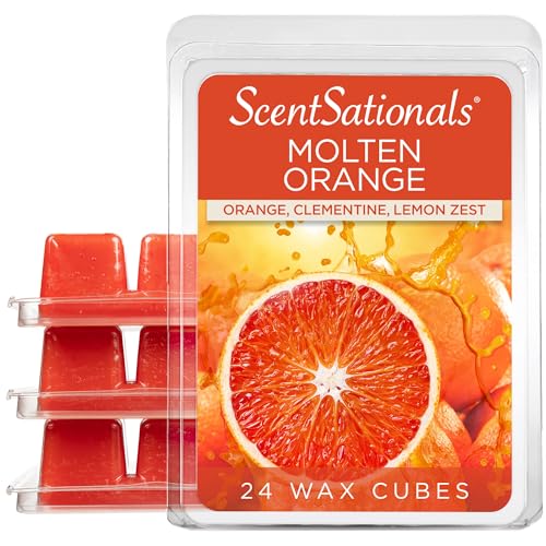 Scentsationals Wax Melts, Wax Cubes Strong Scent - Molten Orange - Long Lasting Scented Melts for Warmer, 10oz (24-Cubes)